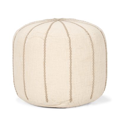Sachi Beige w/ Stitching Pouf