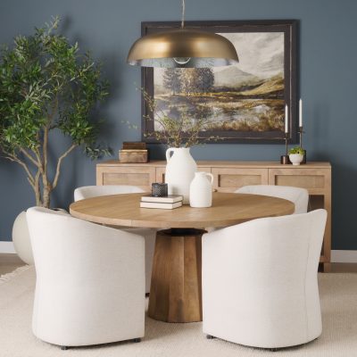 Alternative view of Sanne Antiqued Gold Metal w/ Silver Foil Wide Pendant Light