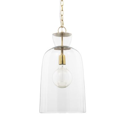 Sadah Tall Clear Blown Glass w/ Gold Metal Pendant Light