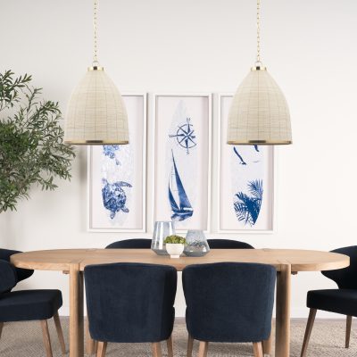 Alternative view of Saliha Cane w/ Brass Metal Pendant Light