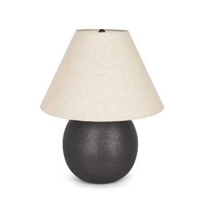 Sadiyah Black Brushed Metal w/ Beige Shade Table Lamp
