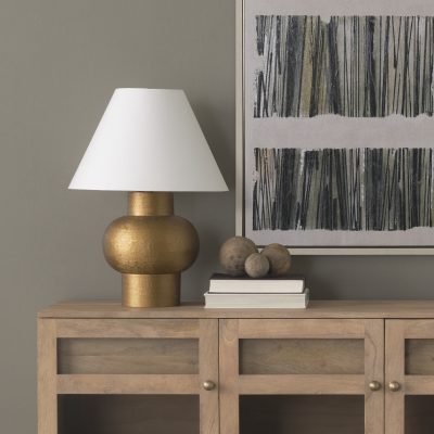 Alternative view of Salaah Antique Gold Brushed Metal w/ Cream Shade Table Lamp