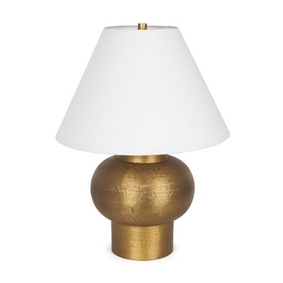 Salaah Antique Gold Brushed Metal w/ Cream Shade Table Lamp