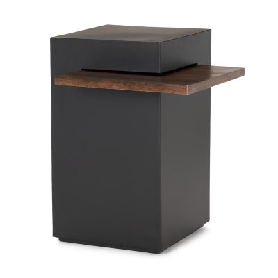 Charles Matte Black Metal w/ Wood Shelf Square Accent Table