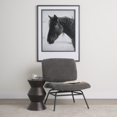 Alternative view of Nora Charcoal Fabric w/ Matte Black Metal Legs Accent Chair