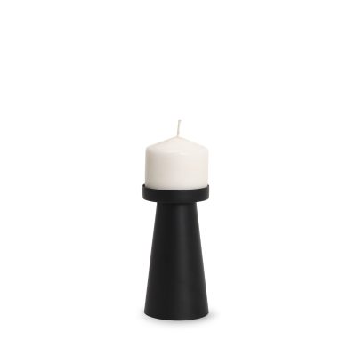 Quadir Short Matte Black Metal Candle Holder