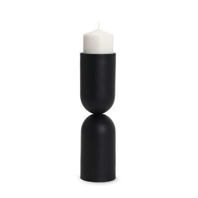 Qamra Tall Black Metal Pillar Candle Holder