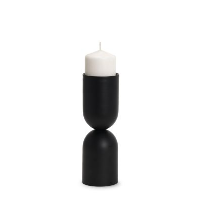 Qamra Medium Black Metal Pillar Candle Holder
