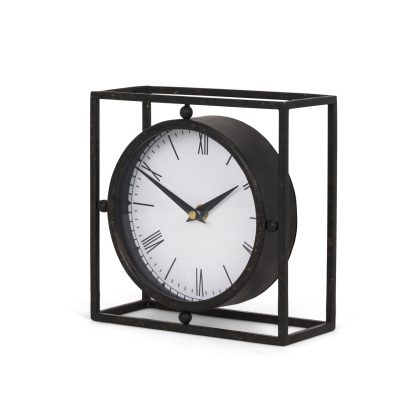 Raisa Black w/ Gold Antiquing Metal Table Clock