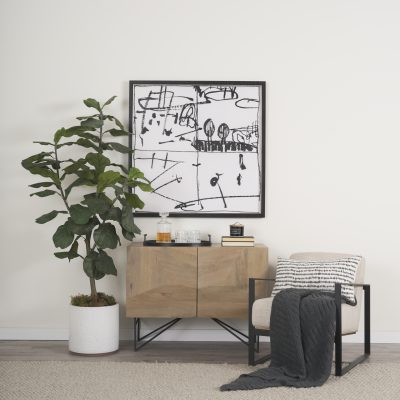 Alternative view of Darwin Light Brown Wooden 2 Door w/ 2 Shelves Accent Cabinet