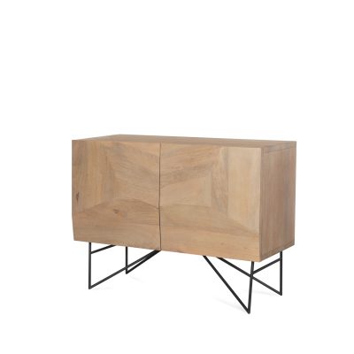 Darwin Light Brown Wooden 2 Door w/ 2 Shelves Accent Cabinet