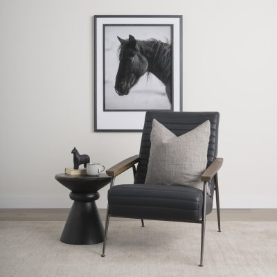 Alternative view of Grosjean Black Leather w/ Black Metal Frame Accent Chair