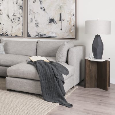 Alternative view of Bianca Dark Brown Wood w/ Marble Round Accent Table