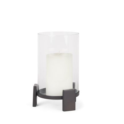 Price Small Matte Black Metal w/ Glass Hurricane Candle Holder