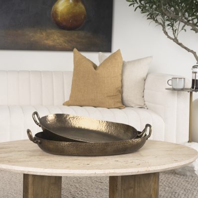 Alternative view of Pama Hammered Gold Metal Decorative Trays (Set of 2)