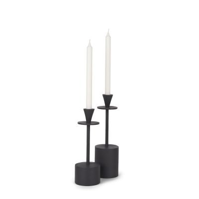 Petria Matte Black Textured Metal Taper Candle Holders