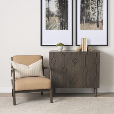 Alternative view of Heera Dark Brown Diamond Motif w/ Shelf Accent Cabinet