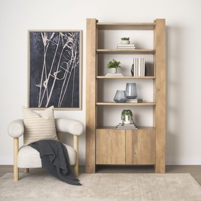 Alternative view of Beth Light Brown Wood w/ Open and Closed Storage Shelving Unit