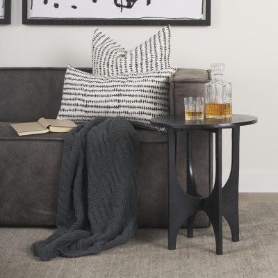 Alternative view of Sobi Textured Matte Black Round Metal Accent Table