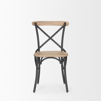 Alternative view of Etienne Light Brown Wood w/ Iron Metal Dining Chair