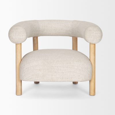 Alternative view of Gianna Open Back Light Brown Wood w/ Oatmeal Fabric Accent Chair