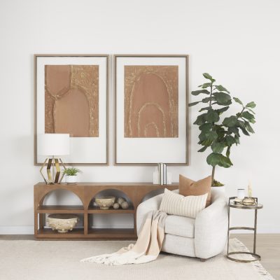 Alternative view of Bela Large Medium Brown Wood Arched Console Table