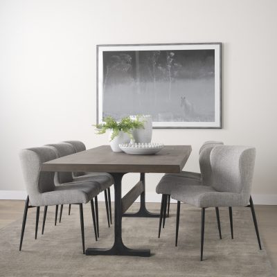 Alternative view of Araxi Rectangular Dark Brown Wood w/ Black Metal Base Dining Table