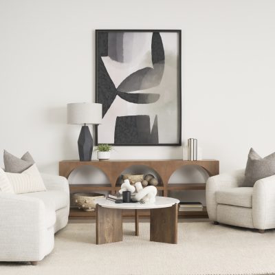 Alternative view of Rumer Dark Brown Wood w/ White Marble Coffee Table
