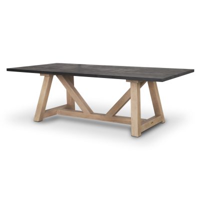 Rialto Rectangular Two-Tone Black and Brown Solid Wood Dining Table