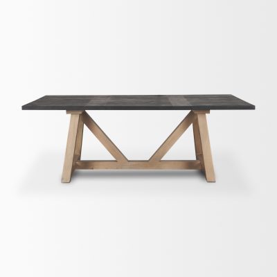 Alternative view of Rialto Rectangular Two-Tone Black and Brown Solid Wood Dining Table