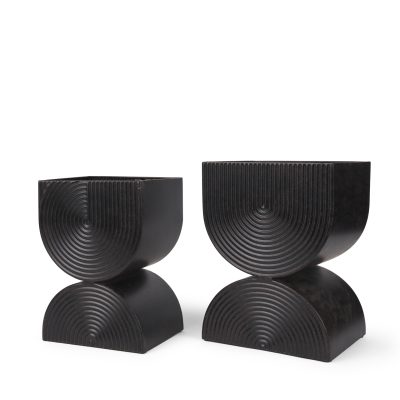 Medina Antiqued Black Tall Metal Planters (Set of 2)