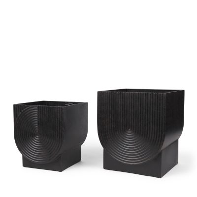 Medina Antiqued Black Metal Planters  (Set of 2)