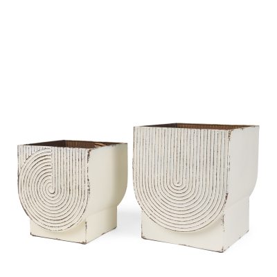 Medina Off White w/ Gold Antiquing Metal Planters (Set of 2)