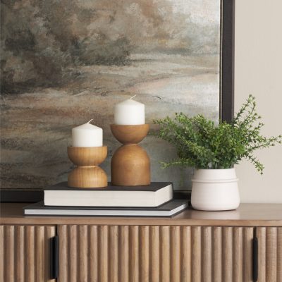 Alternative view of Aleena Wooden Candle Holder (Set of 2)