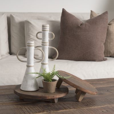 Alternative view of Ziva Large Distressed White Metal Sculptural Object