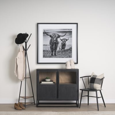 Alternative view of Everett Matte Black Metal w/ Two Wood Shelves Coat Rack