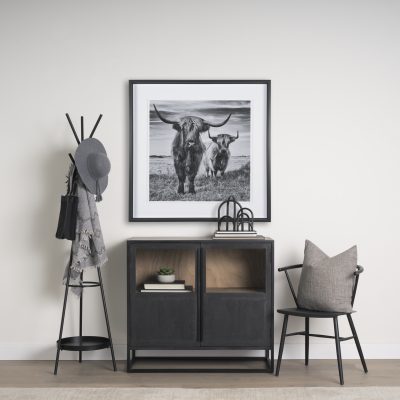 Alternative view of Everett Matte Black Metal w/ Two Metal Shelves Coat Rack