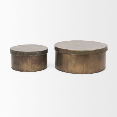 Alternative view of Josephine Round Antique Gold Metal Box (Set of 2)
