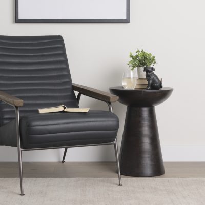 Alternative view of Novell Dark Brown Wood Pedestal Accent Table