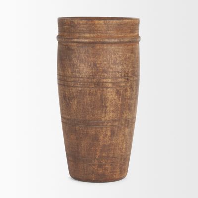 Alternative view of Porta Large Medium Brown Reclaimed Wooden Pot