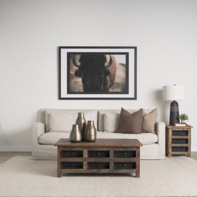 Alternative view of Wilton Brown Wood w/ 12 Black Metal Drawers Coffee Table