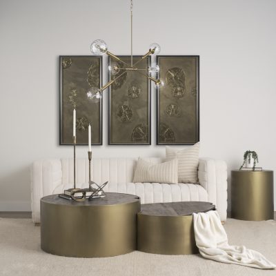 Alternative view of Britton Gold Metal w/ Clear Glass Globes 6-Light Chandelier
