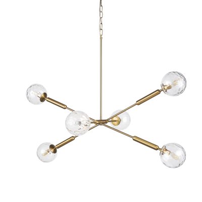 Britton Gold Metal w/ Clear Glass Globes 6-Light Chandelier
