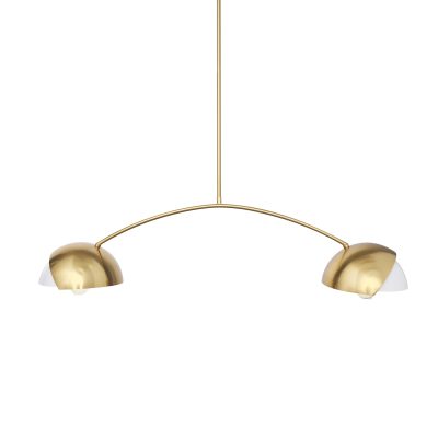 Cybill Brushed Brass w/ White Metal Shades 2-Light Chandelier