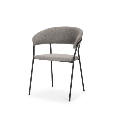 Carolyn Dining Chair w/ Gray Fabric & Matte Black Metal