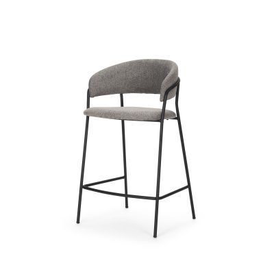 Carolyn Counter Stool w/ Gray Fabric & Matte Black Metal