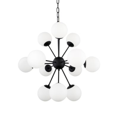 Barbara Matte Black Metal w/ Frosted Glass Globes 11-Light Chandelier