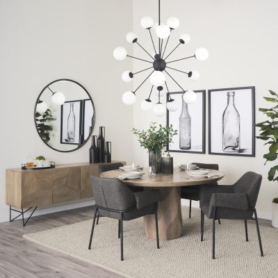 Alternative view of Barbara Matte Black Metal w/ Frosted Glass Globes 18-Light Chandelier