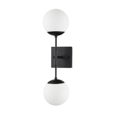 Edie Matte Black Metal w/ Frosted Glass Globes 2-Light Wall Sconce