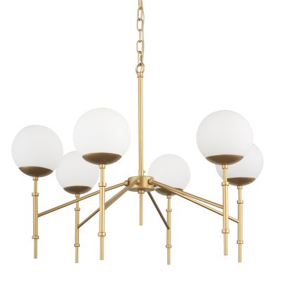 Edie Brushed Gold Metal w/ Frosted Glass Globes 6-Light Chandelier